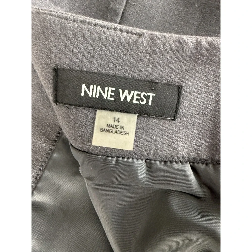 Nine West Size‎ 14 Minimalist Preppy Stretch Midi Pencil Skirt Black Zip Lined